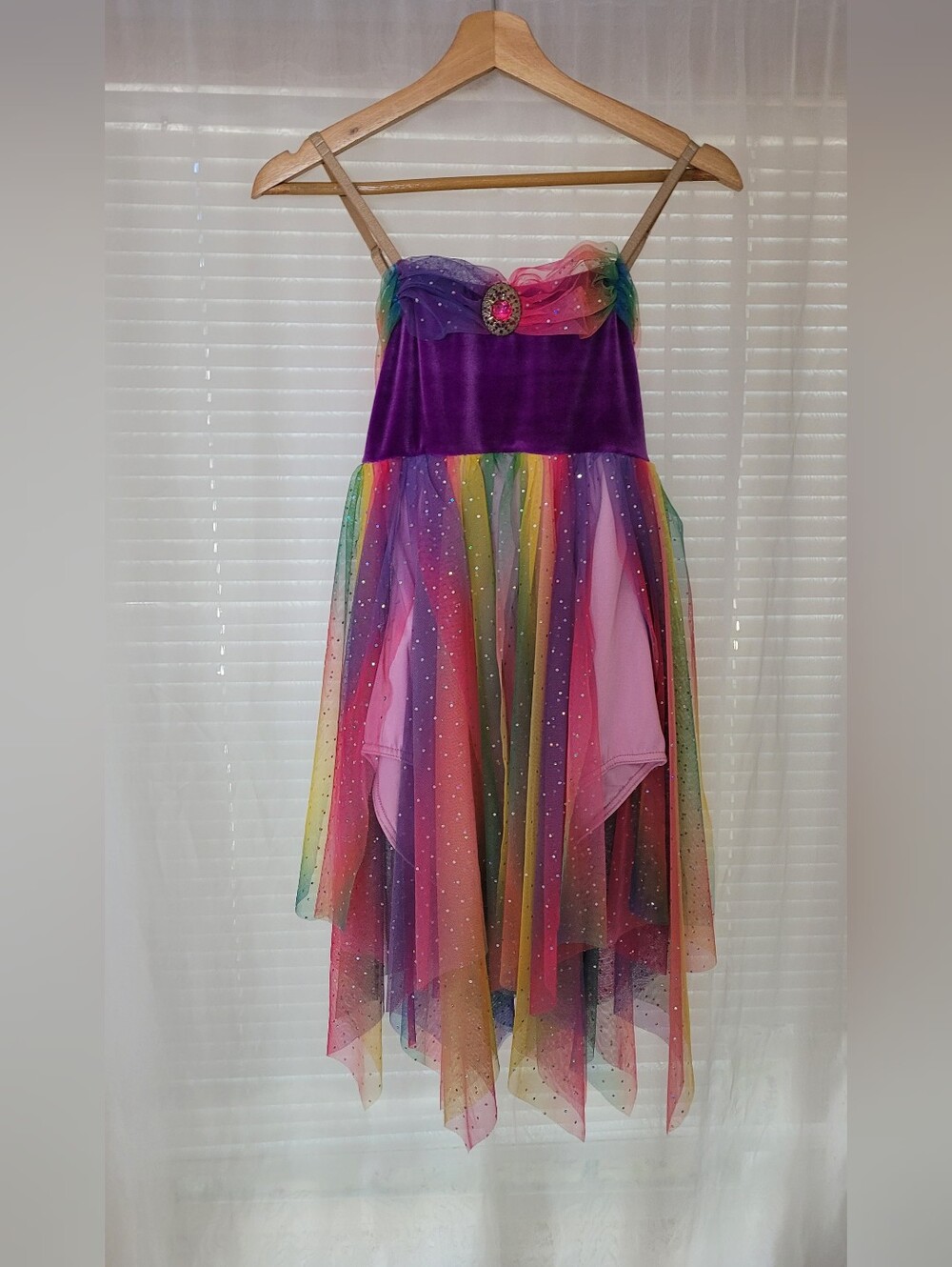 Costume Gallery Rainbows in the Sky" Velvet Glitter Tulle Leotard Dress
